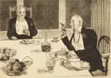 John Copley, The Diners, lithograph