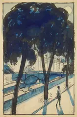 Nocturne a Paris by Robert Bonfils, pen and ink with watercolor, ca. 1930, offered Feb 2025
