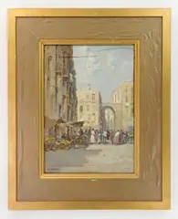Pasquale D'Angelo, Market Scene, oil on canvas