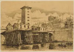 Charles Méryon, La Pompe Notre-Dame, etching on chine colle, 1852
