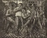 Albert Abramovitz, The Strike wood, engraving