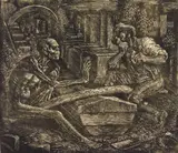 Albert Abramovitz, The Gamblers wood, engraving, 1932