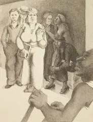 Harold Anchel, Street Scene, lithograph, ca. 1935-43