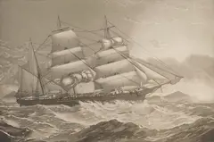 John Taylor Arms, Bark 'Metis' Making Harbor, etching and aquatint, 1923, singed and annotated Trial proof No. 2 in pencil