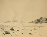 George Elbert Burr, Whirlwinds, Dead Mountains, Mojave Desert, etching