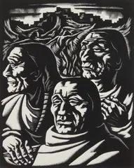 Eagle Dance by Howard Cook, woodcut, 1942, offered Feb 2025
