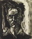 Werner Drewes, Self Portrait woodcut, 1947, woodcut