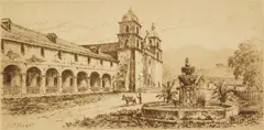 Henry Ford, Mission, Santa Barbara, etching on laid paper, 1887