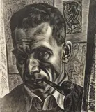 Isaac Friedlander, Self-Portrait, woodcut, 1935
