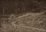 Garden Corner by Ron Netsky, etching, offered Jun 2025