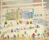 Downtown Rochester by George F. Shatzel, 1989, oil on board, offered Mar 2025