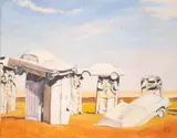 Car Henge by Eleanor Hardin Stumps, acrylic on canvas, offered Mar 2025
