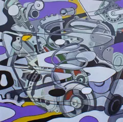 James Massena March, Untitled, oil on canvas painting of gears