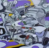 James Massena March, Untitled, oil on canvas painting of gears