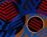 Rap in Blue and Red by Haynes Ownby, 1994, acrylic on paper, offered Mar 2025
