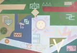 Hobo Signs by Robert Appel, encaustic and oil, offered Mar 2025