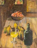 Untitled by Mary Martin, oil on board still life, offered Mar 2025