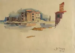 Leopold Hauer, St. Tropez, watercolor