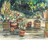 Marjorie Stevens, Untitled, watercolor painting of potted plants