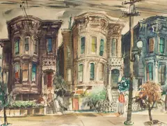 Untitled by Marjorie Stevens, watercolor painting of san francisco, offered Mar 2025