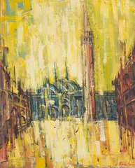 Savo Radulovic, Untitled, oil on canvas painting of venice