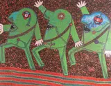 Enrico Baj, Untitled, mixed media print “parade”