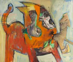 Untitled by James L. Bruch, oil on canvas painting of a cat, offered Nov 2024
