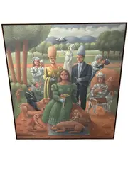 This large-scale by Carmelo Niño, oil painting by Carmelo Niño depicts a richly composed surrealist scene, offered Jun 2026