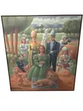 This large-scale by Carmelo Niño, oil painting by Carmelo Niño depicts a richly composed surrealist scene, offered Jun 2026