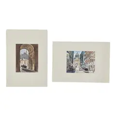 Specifications Title: "City Street Scenes", Artist: Unidentified Artist Medium:, Watercolor and ink on paper Dimensions: