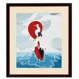 Erté, Untitled, Consistent with his listed 29 x 35.5-inch collection dimensions from this period, the work is highly indicative of his serialized, limited-edition color serigraphs (silkscreens), which frequently utilized embossment or metallic leaf accents to highlight luxury fashion forms.