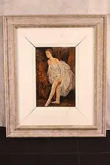 Pasquale Picazio, Ballet Dancer by Italian artist Pasquale Picazio done in, oil on board.This elegant oil painting depicts a poised ballet dancer in a seren