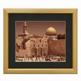 "The Western Wall and the Dome of the Rock, Jerusalem" by M.Levin Origin: Israel, Hand-painted photographic print with matte and wooden frame, offered Sep 2026