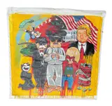 This vibrant contemporary pop art piece by Dominican artist Jose Terrero features a surreal by "The Capture" by Jose Terrero, Mixed media on canvas, offered Aug 2026