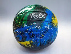Untitled by Thierry Guetta, Hand-painted soccer ball sculpture Signature: Hand-signed by Pelé and Mr. Brainwash, offered Jul 2026