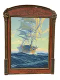 Joe Duncan Gleason, Full-Rigged Clipper Ship at Sea, Oil on board Signature: Hand-signed lower right "JDuncanGleason"