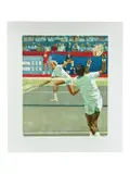 A limited edition color lithograph portraying a competitive tennis match at the WCT Finals by Tennis Match by Jim Jonson, Lithograph, offered Aug 2026