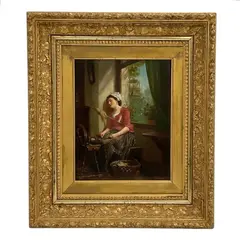 Untitled by Alfred Gray, Oil on board Signature: Hand-signed "A. Gray" in red lower right Frame: Ornate carved giltwood frame, offered Aug 2026