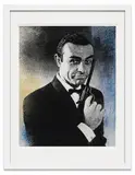 James Bond by Punk Me Tender, Dated 2025 on the reverse Framing: Housed in a contemporary gallery-style white wooden frame, deep-matted under glass, Mixed Media and Spray Paint on Paper Signature: Hand-signed in pencil on the reverse by the artist "Punk Me Tender", offered Jul 2026