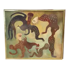 Manuel Mendive, The Bird is Flying (El Pájaro Está Volando), 2005, Oil on Canvas Signature: Signed and dated lower right; titled and signed on verso