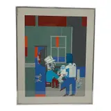 Screenprint with collage elements titled Carolina Blue Interior by American artist Romare Bearden by "Carolina Blue Interior" by Romare Bearden, Screenprint, offered Aug 2026
