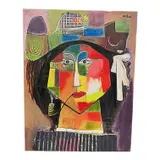 Untitled Cubist Female Portrait by Alberto Ulloa, Print on Canvas Style: Cubism / Expressionism / Modernist Subject: Abstract / Stylized Portrait of a Woman Color Palette, offered Aug 2026
