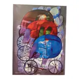 Cyclist (Ciclista) by Domingo Liz, Print on Canvas Style: Modernist / Cubist / Geometric Abstraction Subject: Overlapping Abstract Cyclists on Bicycles wit, offered Aug 2026