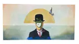 This surrealist oil painting by Santiago II Aguirre features a complex by "Untitled" by Santiago II Aguirre, Oil on Canvas, offered Aug 2026