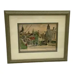 "Sunday Morning" by William McK. Spierer, This charming mid-century Regionalist watercolor painting by American artist William McKendree Spierer captures a peaceful, Watercolor on Paper