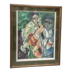 Klezmer Musicians by Reuven Rubin, Color Lithograph Frame: Gilt Wood Frame with Double Matting, offered Aug 2026