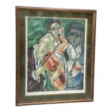 Reuven Rubin, Klezmer Musicians, Color Lithograph Frame: Gilt Wood Frame with Double Matting
