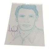 Michael Jackson, "Marlon Brando", Blue colored pencil on paper