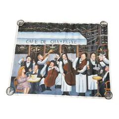 Guy Buffet, Cafe De Champagne, serigraph on canvas
