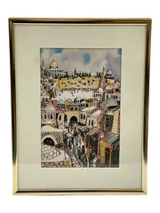 Untitled by Harel, Mixed media (pen, ink, and watercolor on paper) Style: Judaica / Illustrative Realism Signature: Signed "Harel" in ink a, offered Jul 2026